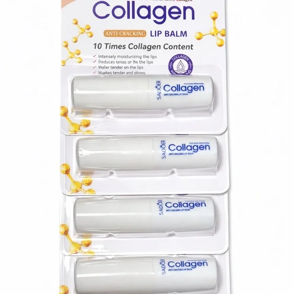 SADOER Lip Balm with x10 Times Collagen Content, Anti-Cracking, Repairing Pack 4 - Picture 1 of 5